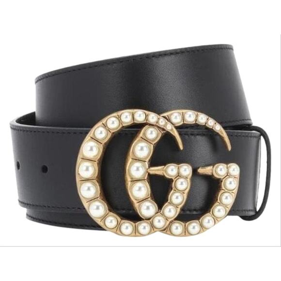 Gucci Accessories - GUCCI GG pearl logo leather belt size 80